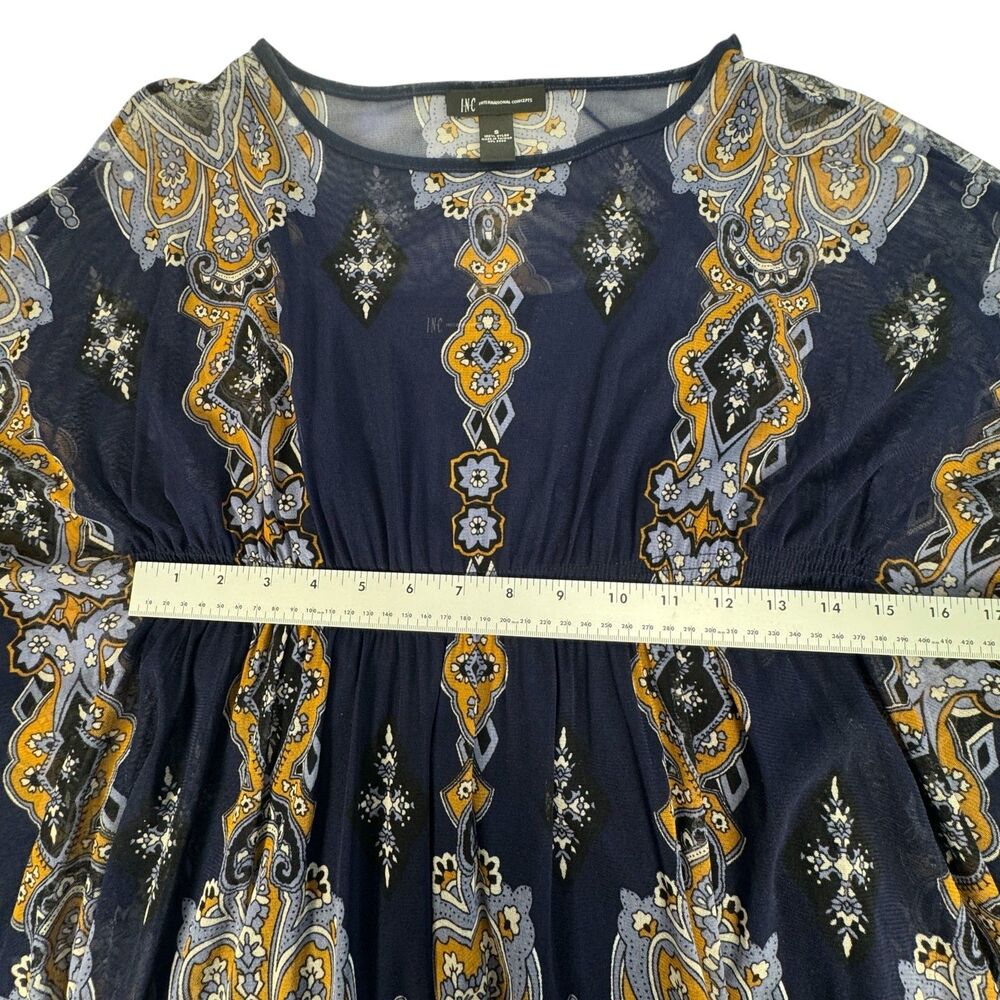 INC International Concepts S Blue Mesh Tunic Top NWT 2 Pc Lined Batwing Boho - Picture 6 of 16